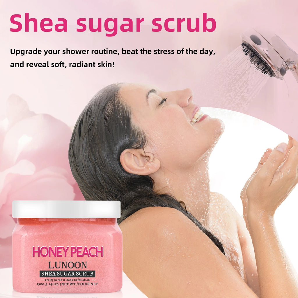 Peach Shea Butter Body Scrub Exfoliator - 150g Natural Skin Treatment Scrubs Treatments Tidesmit