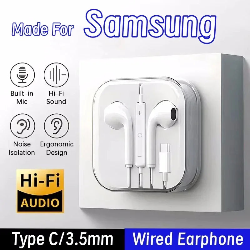 USB C Wired Earbuds with Microphone for Samsung Galaxy - Tidesmit Tidesmit
