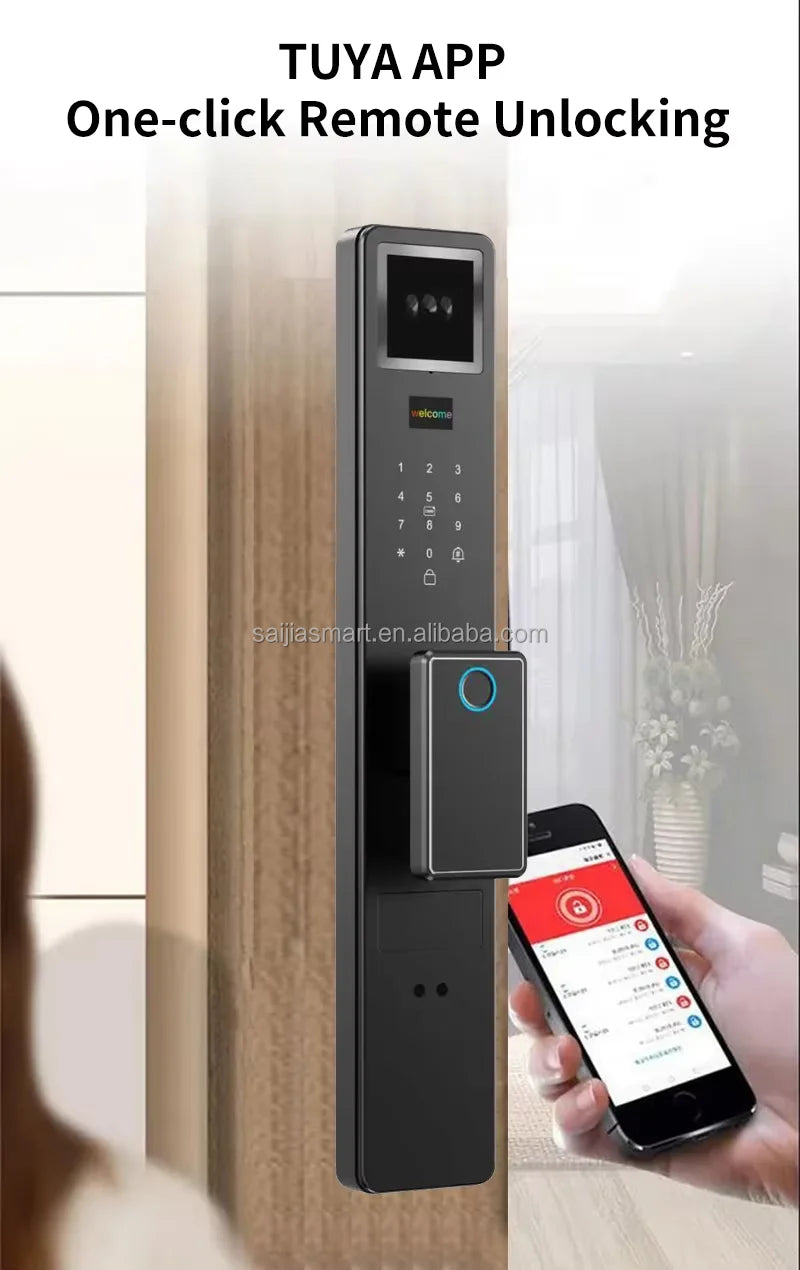 3D Face Recognition Tuya Video Intercom Security Fingerprint Card Unlocking Smart Home Camera Door Lock 9 Languages
