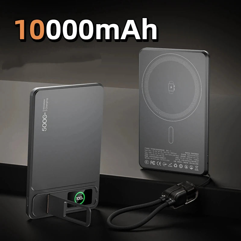 Magnetic Wireless Power Bank 10000mAh with 20W PD Fast Charging Grey 10000mAh Tidesmit