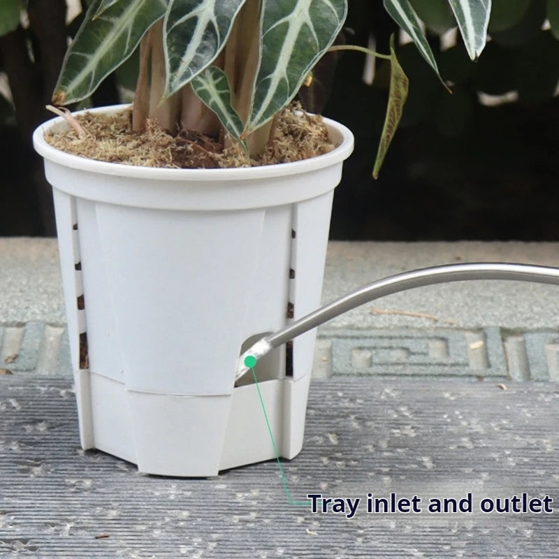 Self Watering Flowerpot Plastic Orchid Pot Double Layer Hydroponic Plant Pot Transparent Round Flower Pot Garden Supplies Decor