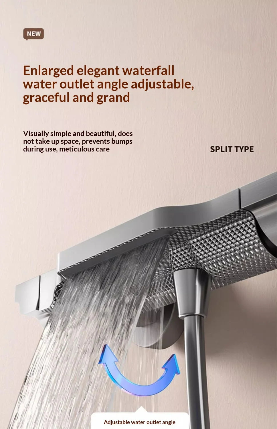 Minimalist waterfall faucet, bathroom hot and cold water faucet, multi-functional simple shower head, bathing shower faucet