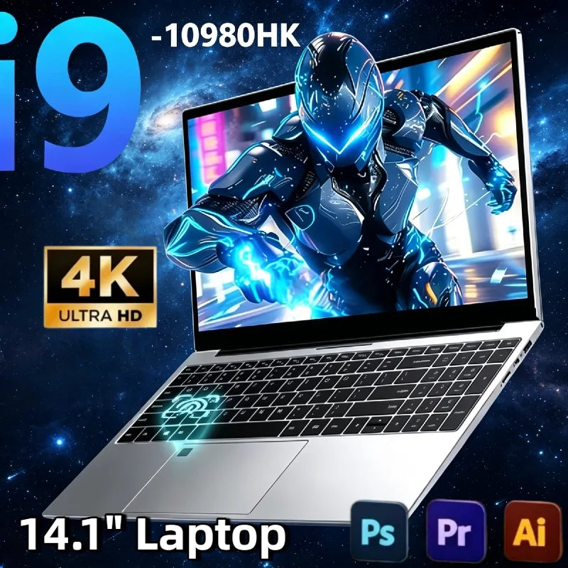 14.1 Inch Intel Core i9 10980HK Windows 11 Pro Laptop 32GB DDR4 2TB SSD Gaming Office PC Gamer Portable Notebook