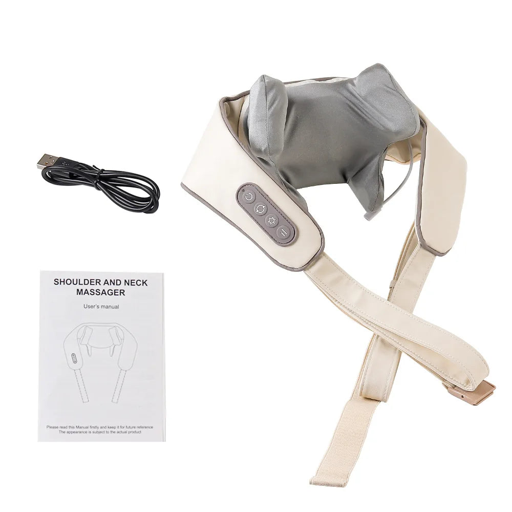 Wireless Electric Neck and Shoulder Massager with Heat Therapy Back Massage Instrument Tidesmit