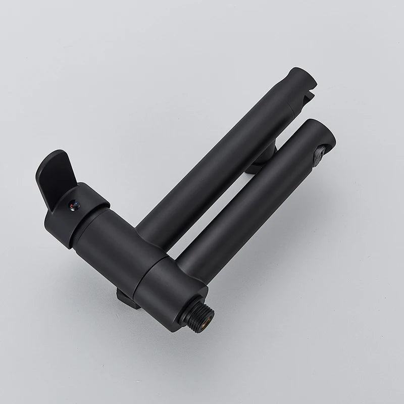 Matte Black Bathtub Faucet Swivel Spout Shower Faucet Wall Mounted Hot Cold Water Mixer For Bathroom Chrome Bath Shower Faucet