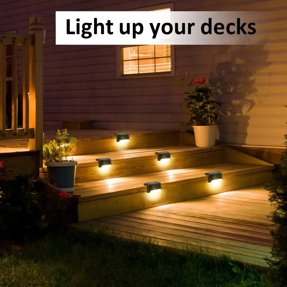 Warm White LED Solar Step Lamp Path Stair Outdoor Garden Lights Waterproof Balcony Light Decoration for Patio Stair Fence Light