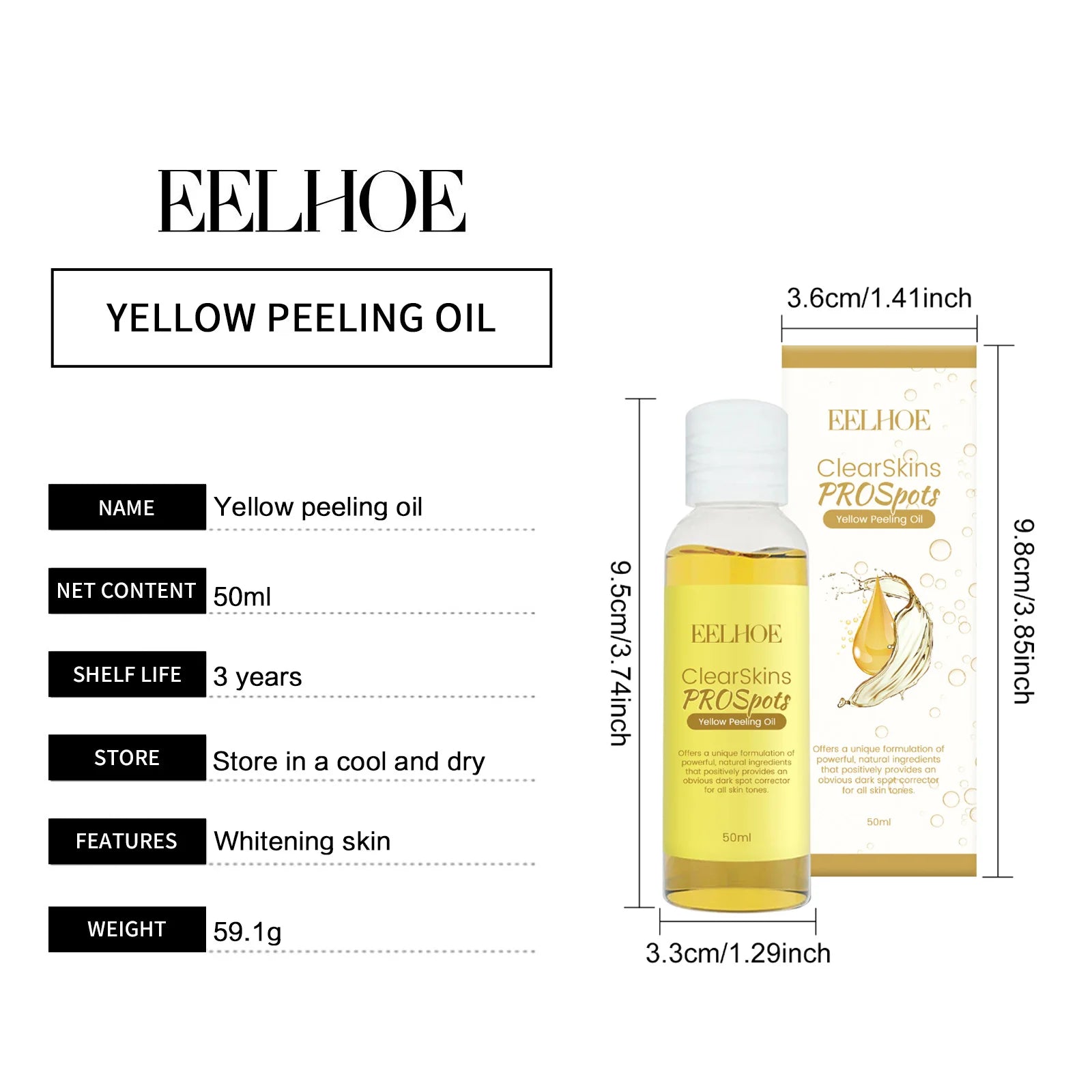 Yellow Peeling Oil for Dark Spots - Exfoliating Serum 50ml-150ml Scrubs Treatments Tidesmit