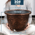 Resin Lotus Planter Pot Large 7.5L Capacity Water Reservoir Planter 19cm Height Copper Bronze Retro Flower Pot Home Gardening