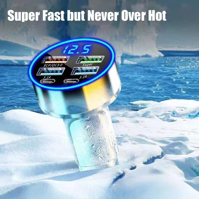 USB C Car Charger with Voltage Display - Fast Charging PD 3.0 Adapter Tidesmit