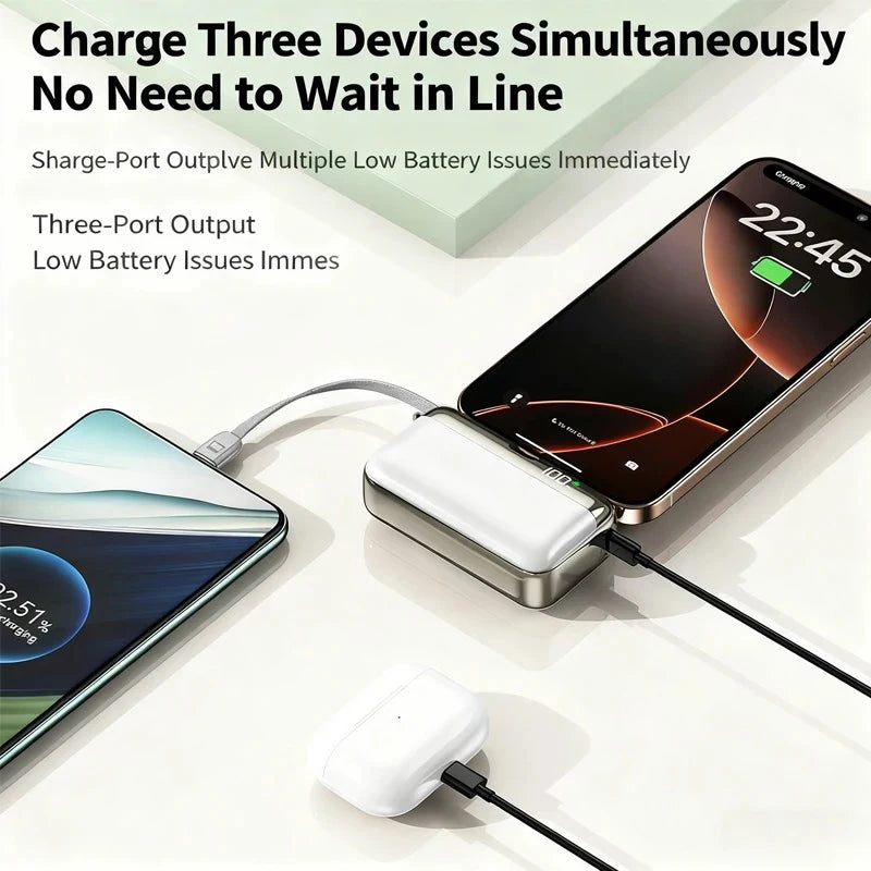 Tidesmit 20000mAh Portable Power Bank with Built-in Fast Charging Cable Tidesmit