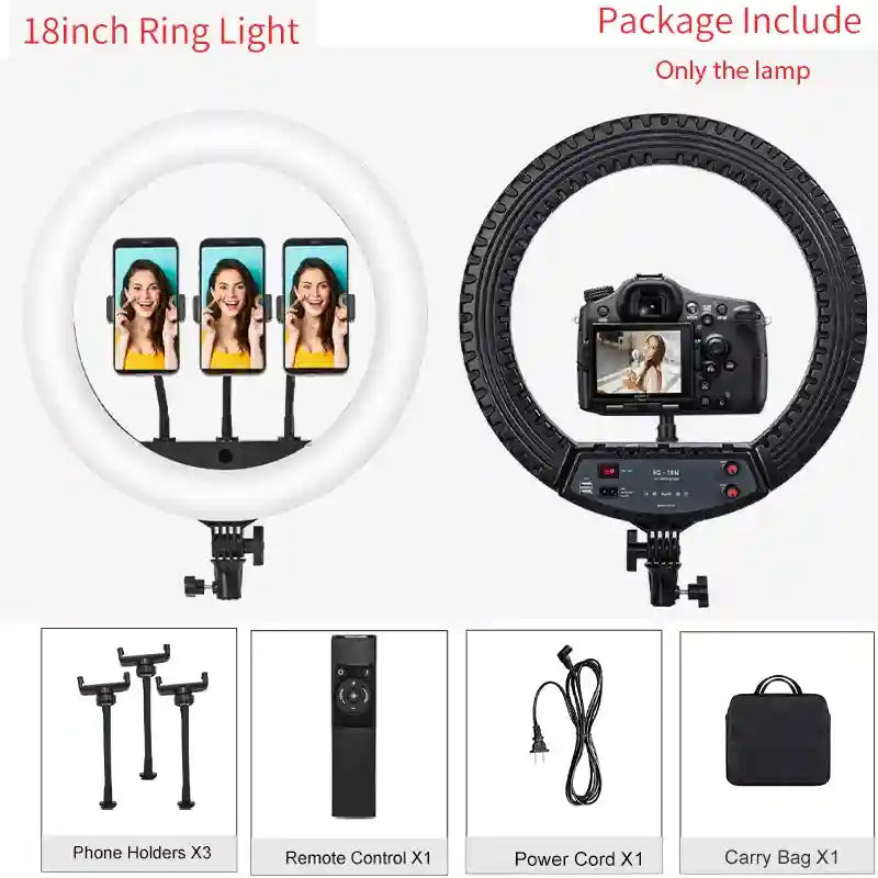18 Inch LED Ring Light with Tripod - Professional Content Creation Kit Tidesmit