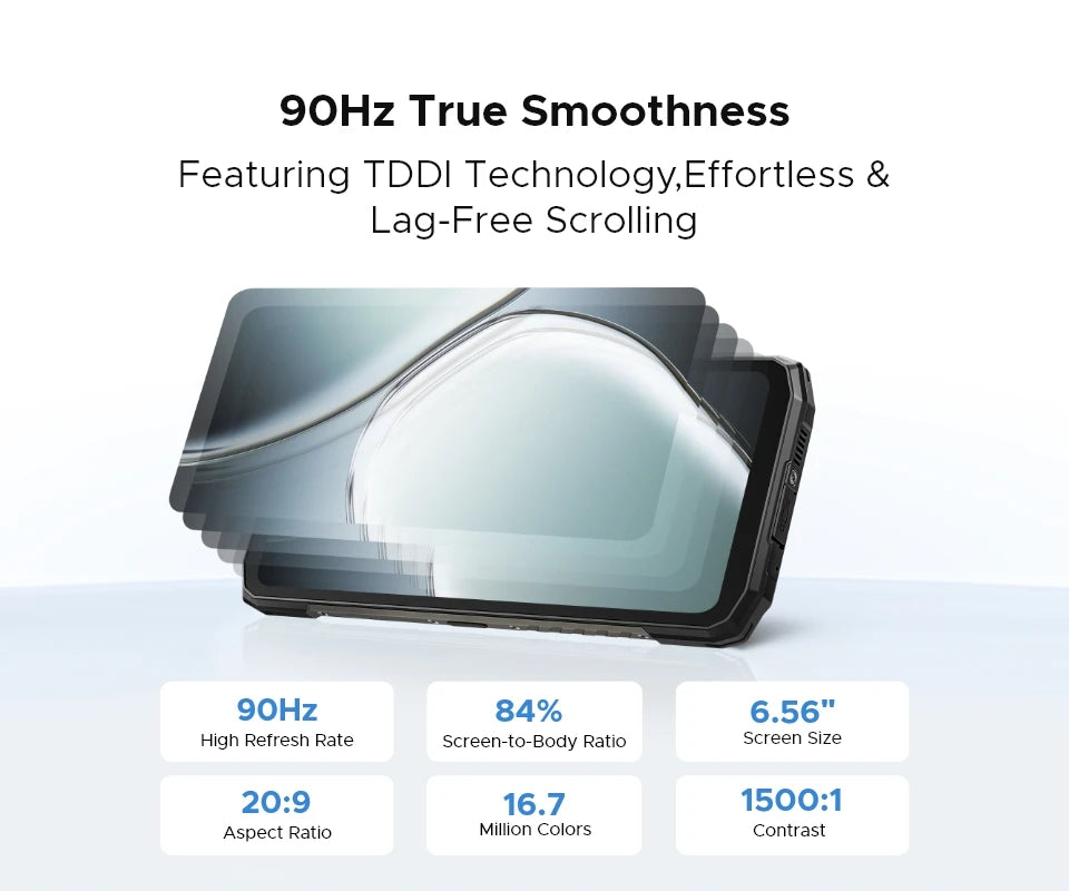 DOOGEE Blade10 Max Rugged Phone 6.56" 90Hz IPS Display 8GB 256GB 1.54" Rear Display 50MP AI Main Camera 10300mAh Battery Phone