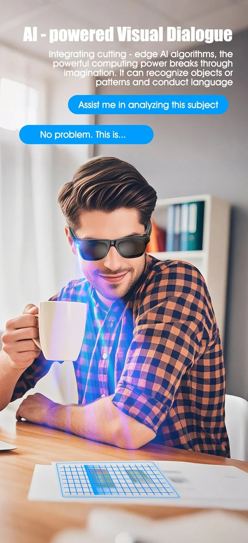 Smart Glasses with AI Camera and Voice Assistant - Black & White Tidesmit