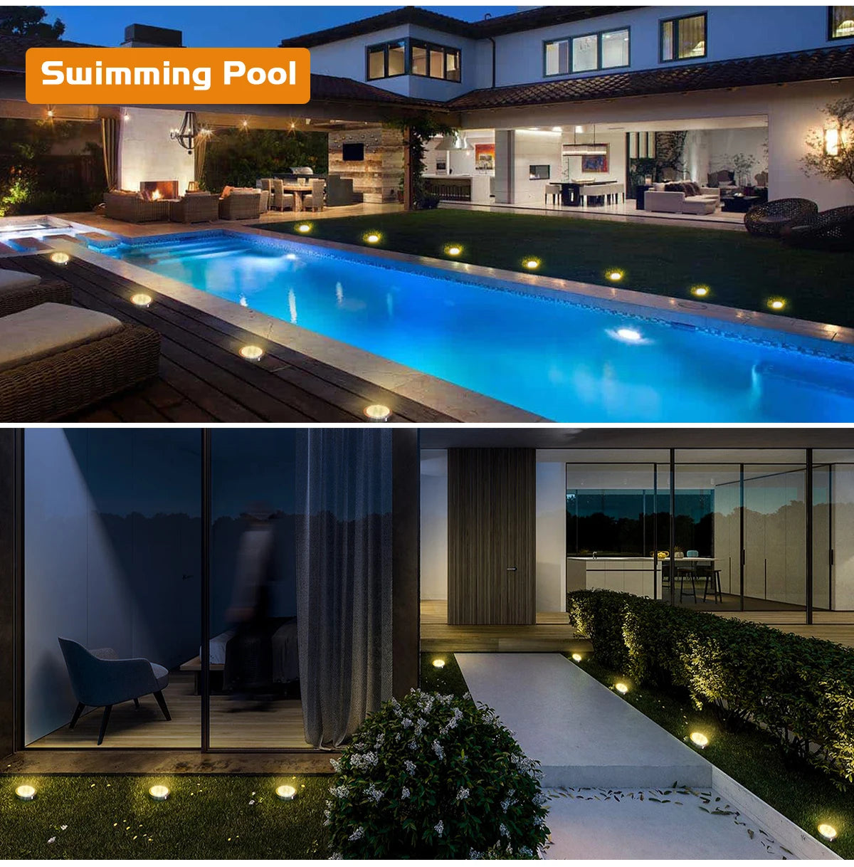 Solar Ground Lights IP65 Waterproof Solar Lights Outdoor Solar Garden Lights In-Ground Landscape Lights for Yard Lawn Patio Deck