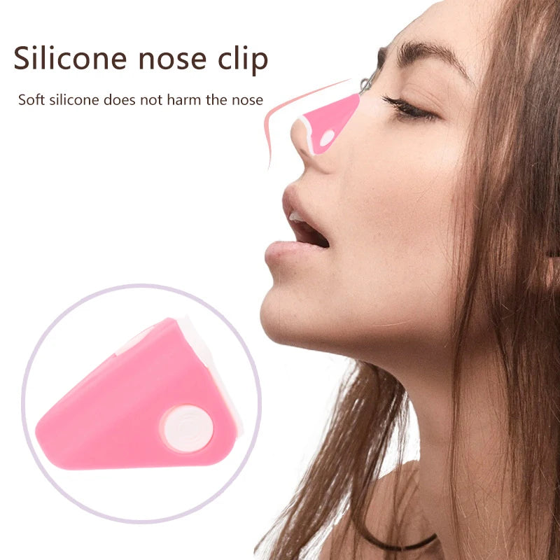 Pink silicone nose shaper lifting clip for nose bridge straightening and facial correction beauty tool.