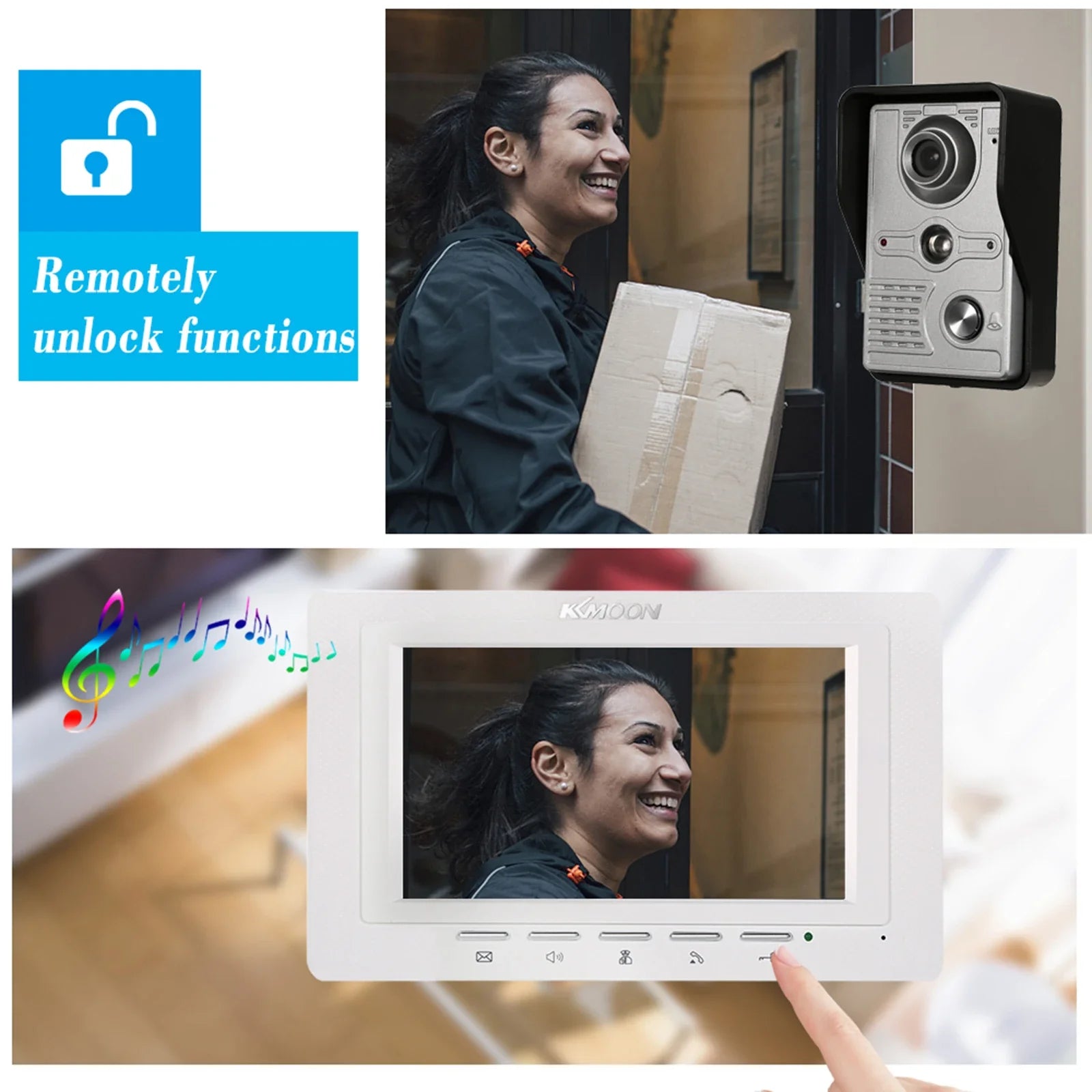 IR-CUT Outdoor Camera 7 inch Wired Video Doorbell Indoor Monitor Visual Intercom Two-way Audio Remote Unlock Video Door Phone