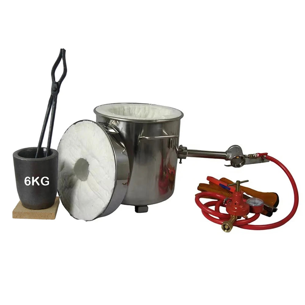 LSMIITTH 6 KG Gas Metal Melting Furnace Smelting Kit Propane Forge Casting Tool Foundry Refiner Smelter For Brass Gold Silver