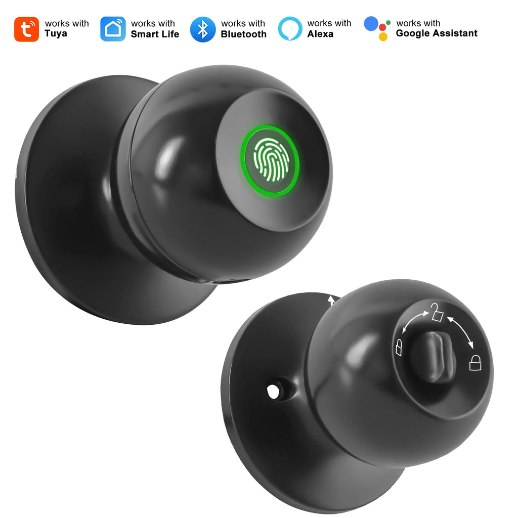 Tuya Smart Door Lock Fingerprint Biometric Spherical Lock Smart Home Devices Security Protection Automation Residential