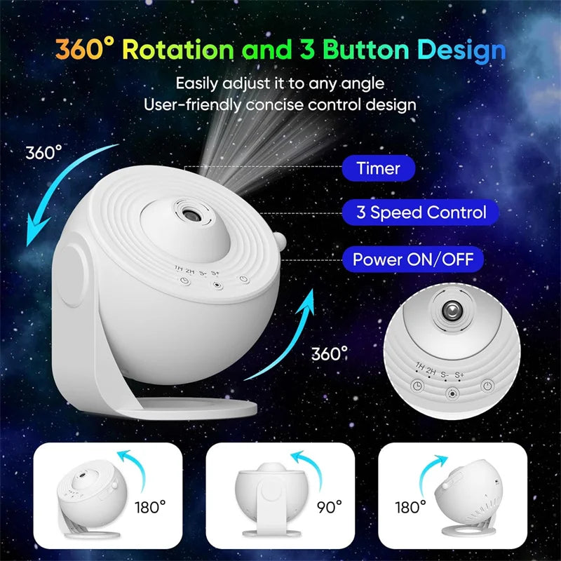 Galaxy Projector Night Light 360 Rotating LED Starry Lamp Tidesmit