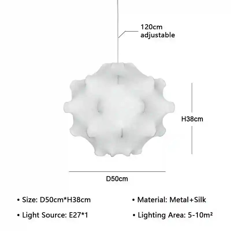 Wabi Sabi Silk Pendant Light | Handmade Aesthetic Chandelier 50-68cm D50cm Tidesmit