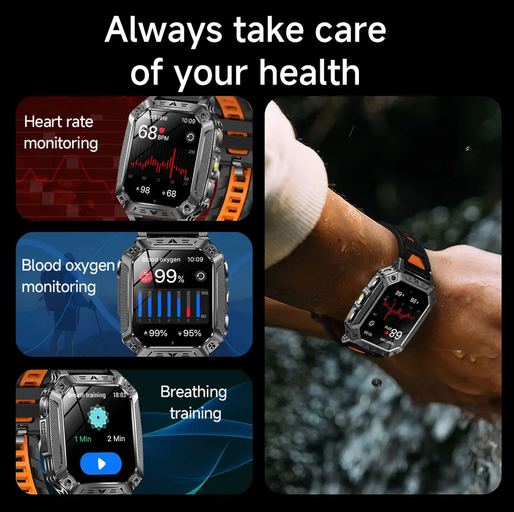 YLL-AK86 Outdoor Sport for Smart Watch Fitness Tracker Sleep Tracker IP67 AMOLED Screen Heart Rate Monitor Magnetic Charging