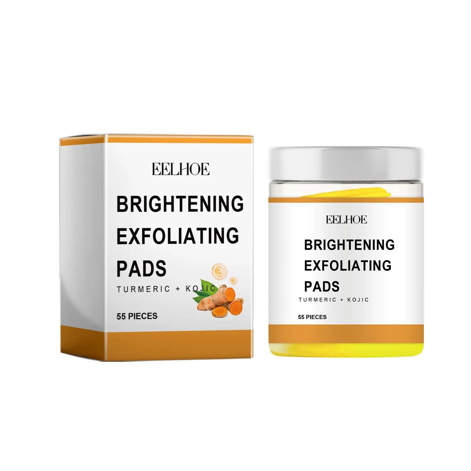 Turmeric Exfoliating Pads for Face Brightening - 55 Pcs Vegan Formula Scrubs Treatments 55Pcs Boxed Tidesmit