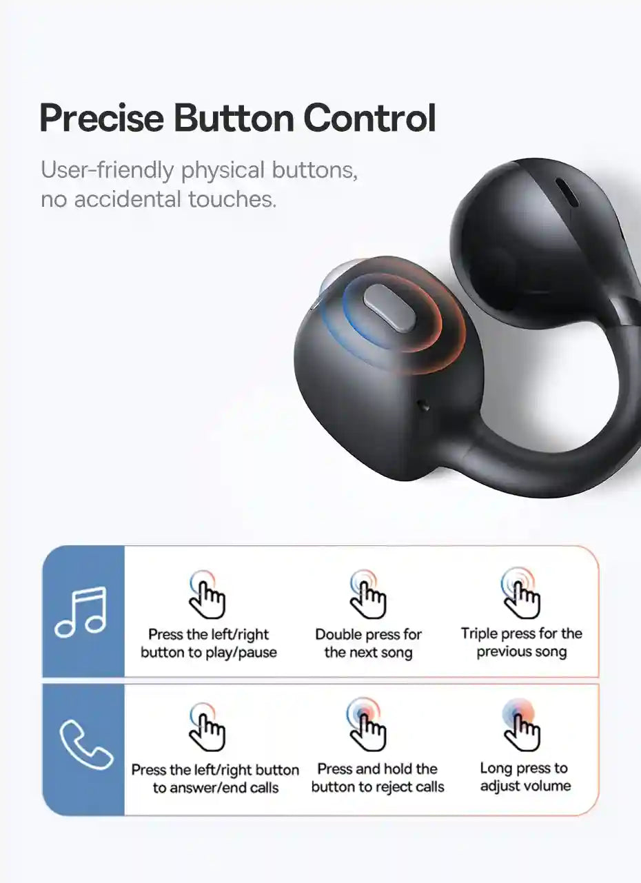 Tidesmit Open Ear Wireless Earbuds – Secure Clip-On Sports Headphones Tidesmit