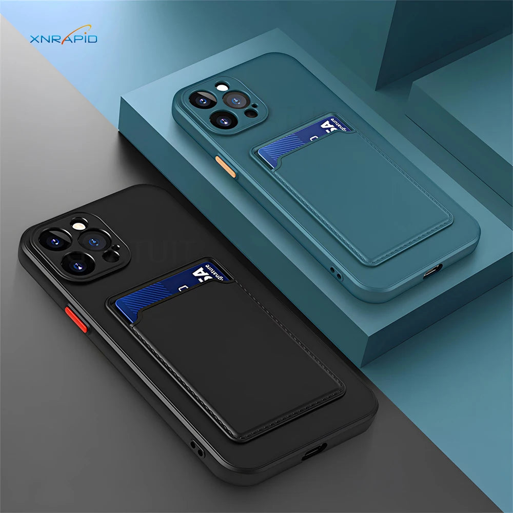 Silicone Wallet Case for iPhone - Shock-Absorbing Slim Fit Cover Tidesmit