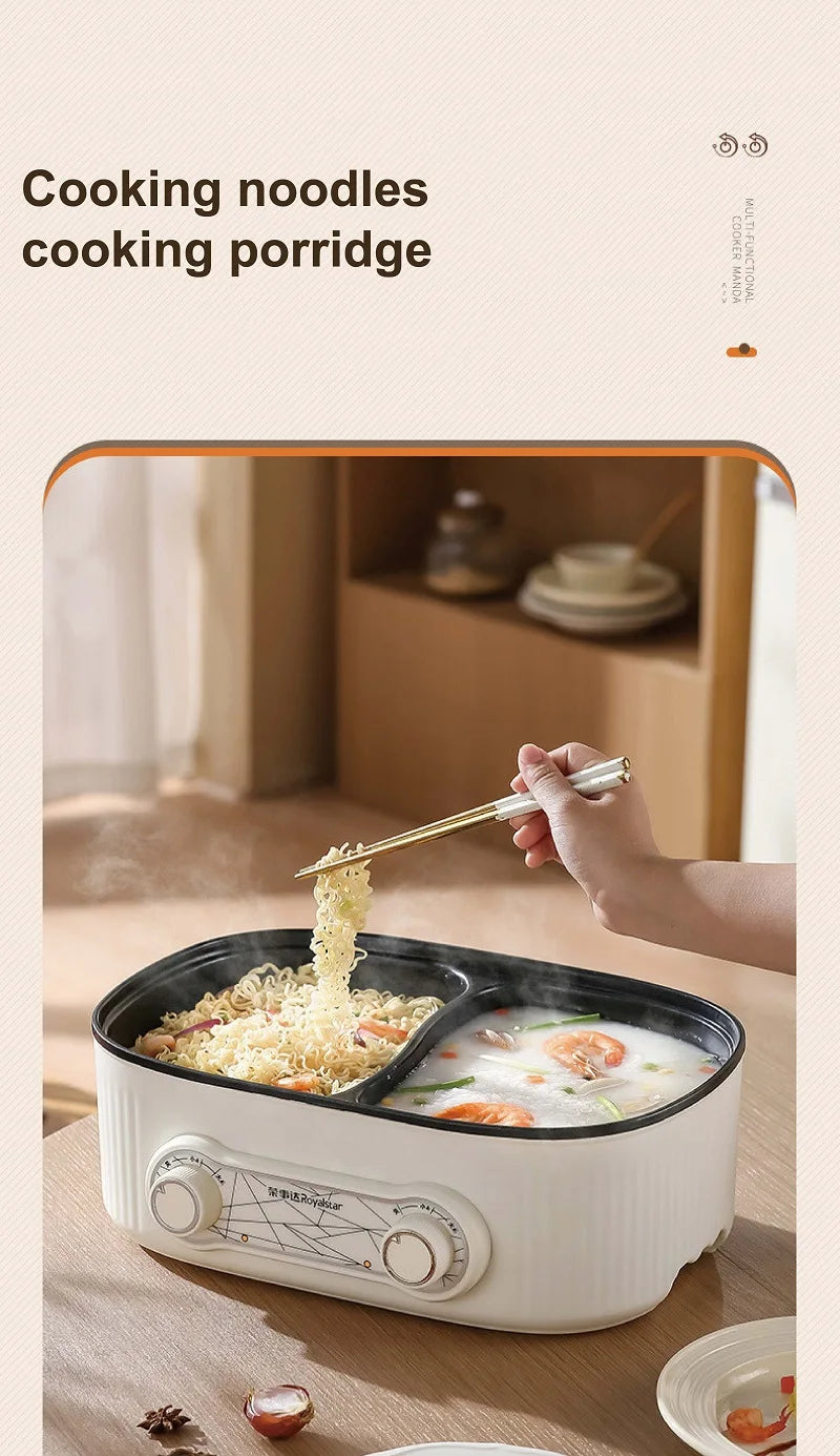 6L electric cooking pot steaming noodles and porridge with dual heat control