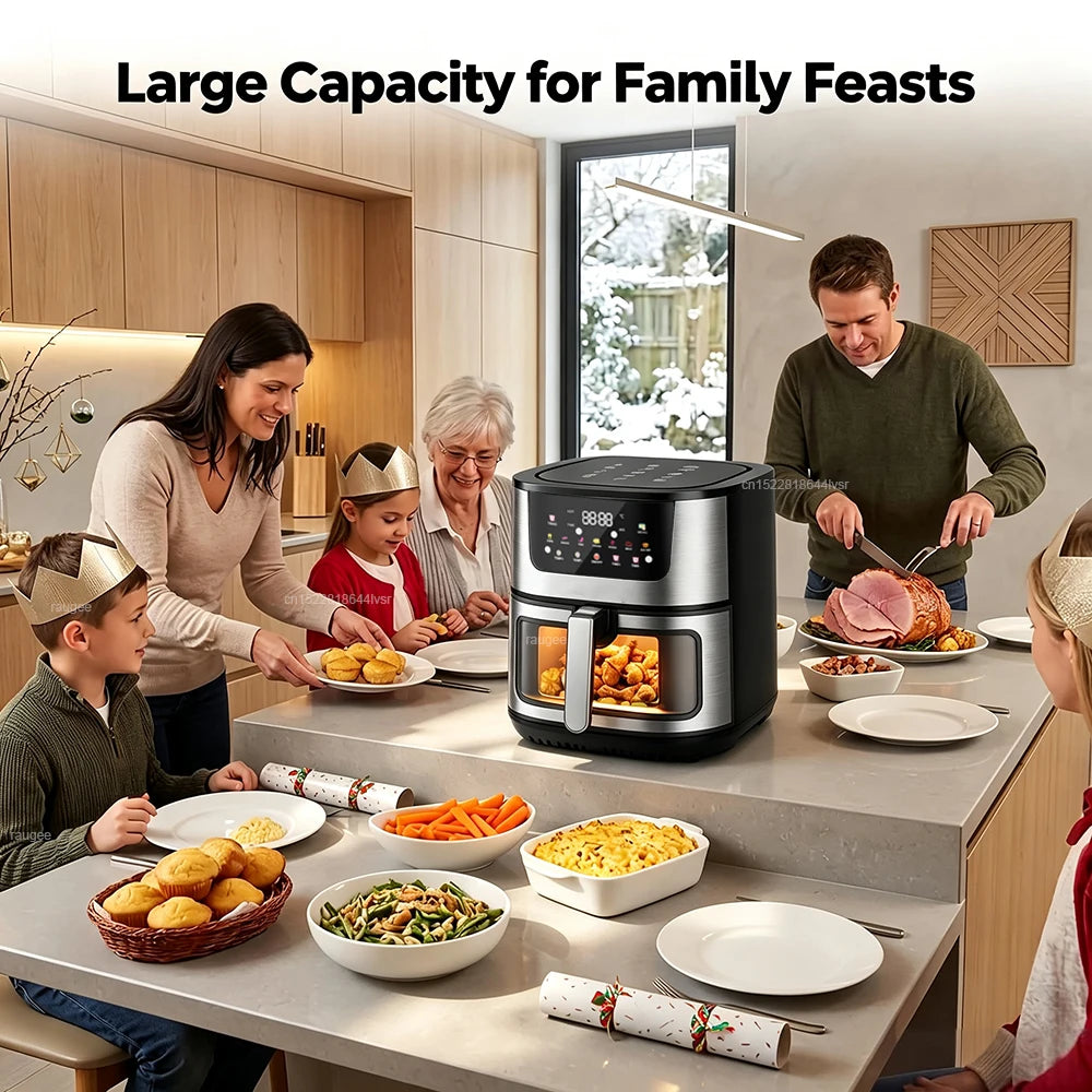 Air Fryer 8L 2800W Oil Free Electric Air Fryer with Touchscreen Household Multi-function Non-fat Fryer with Visible Window