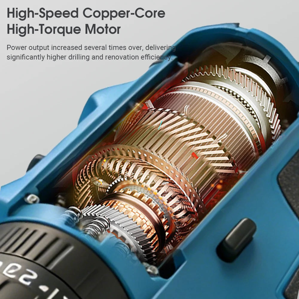25Nm Cordless Drill, Electric Power Drill for Makita 18V, 3/8” Keyless Chuck, 2 Variable Speed, 25+3 Torque Positions for Precise DIY & Assembly