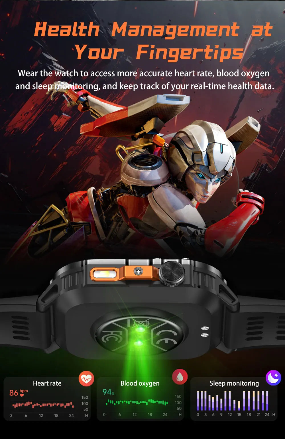 Official Transformers Men Military Smartwatch 1000mAh Big Battery 2.01" HD AMOLED Display Bluetooth Call Waterproof Smart Watch