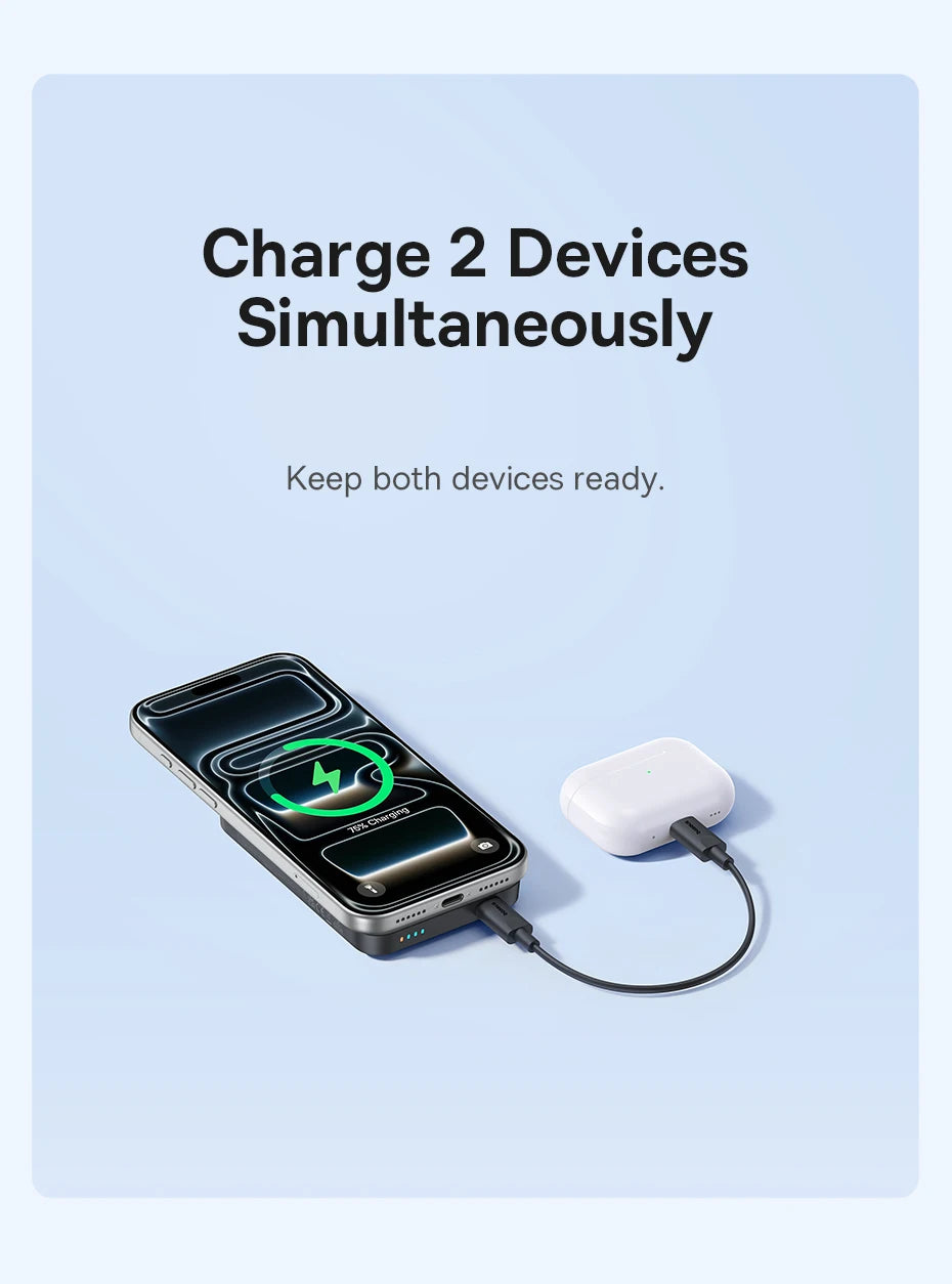 Magnetic 10000mAh Fast Charging Power Bank - PD 30W Travel Battery Tidesmit