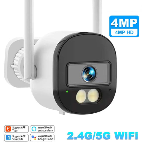 Mini black bullet WiFi security camera with front lens and two indicator LEDs