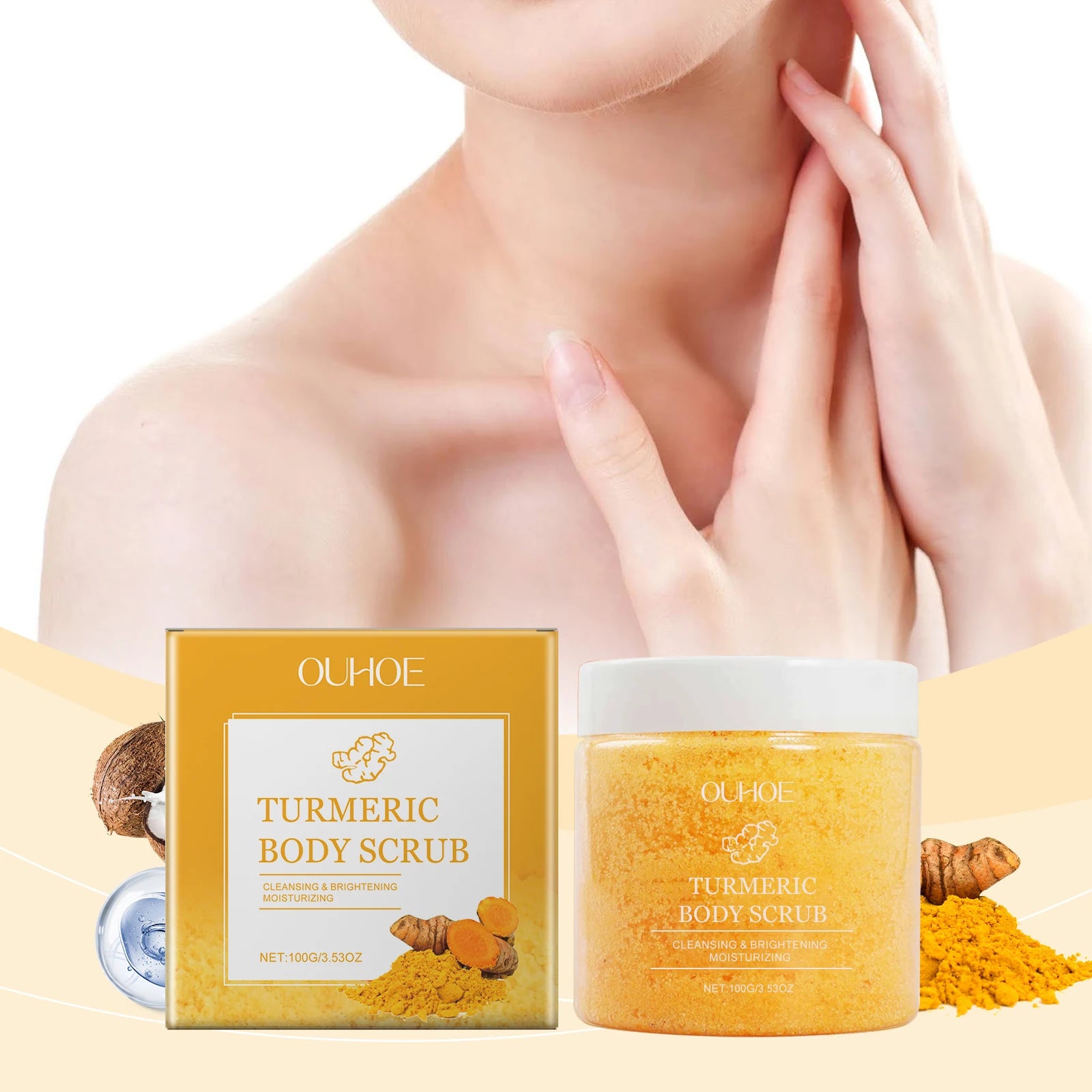 Turmeric Body Scrub for Smooth Skin - Natural Exfoliating Sea Salt 5pcs Scrubs Treatments Tidesmit