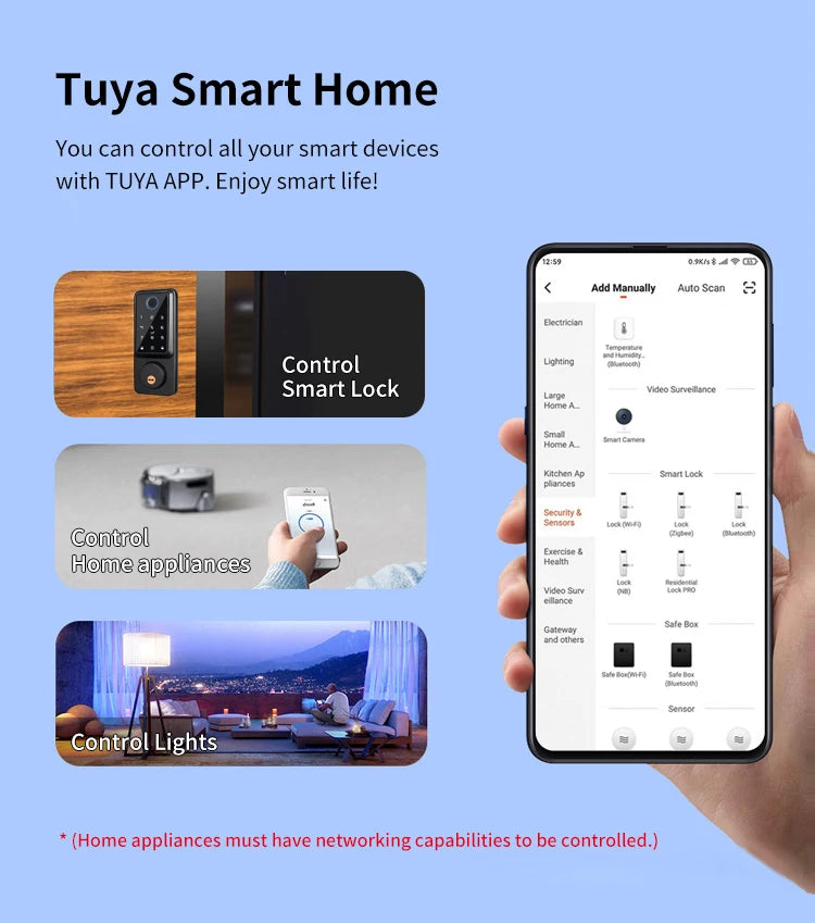 Waterproof Smart Deadbolt Locks for Home Alexa Wifi Bluetooth TTlock App Biometric Fingerprint Digital Keypad Entry Door Lock