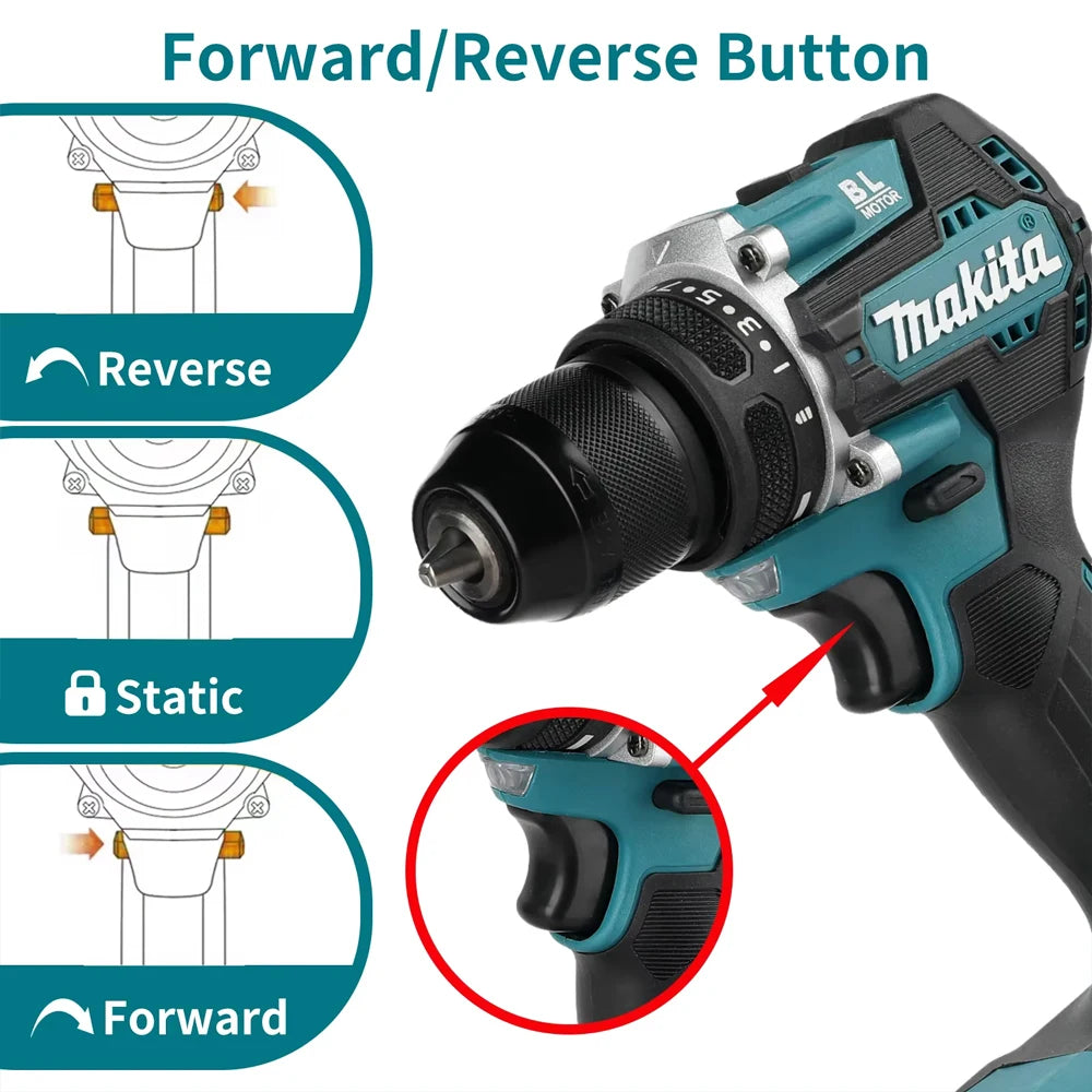Makita DDF487 13mm Brushless Household 18V Lithium-ion Charging Impact Drill,high Torque Electric Screwdriver Makita 18V Battery