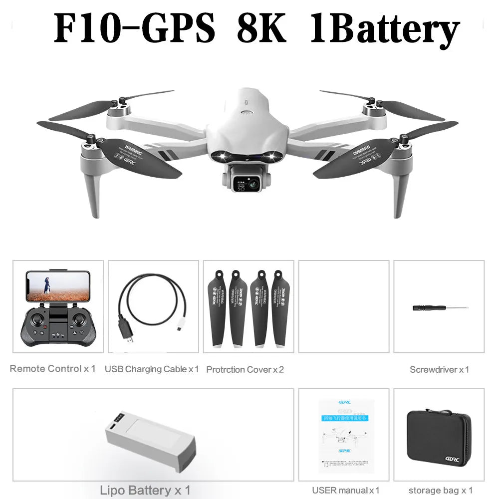 F10 GPS Camera Drone with 8K Dual Lens - Foldable Brushless Design F10-GPS-8K-1B Tidesmit