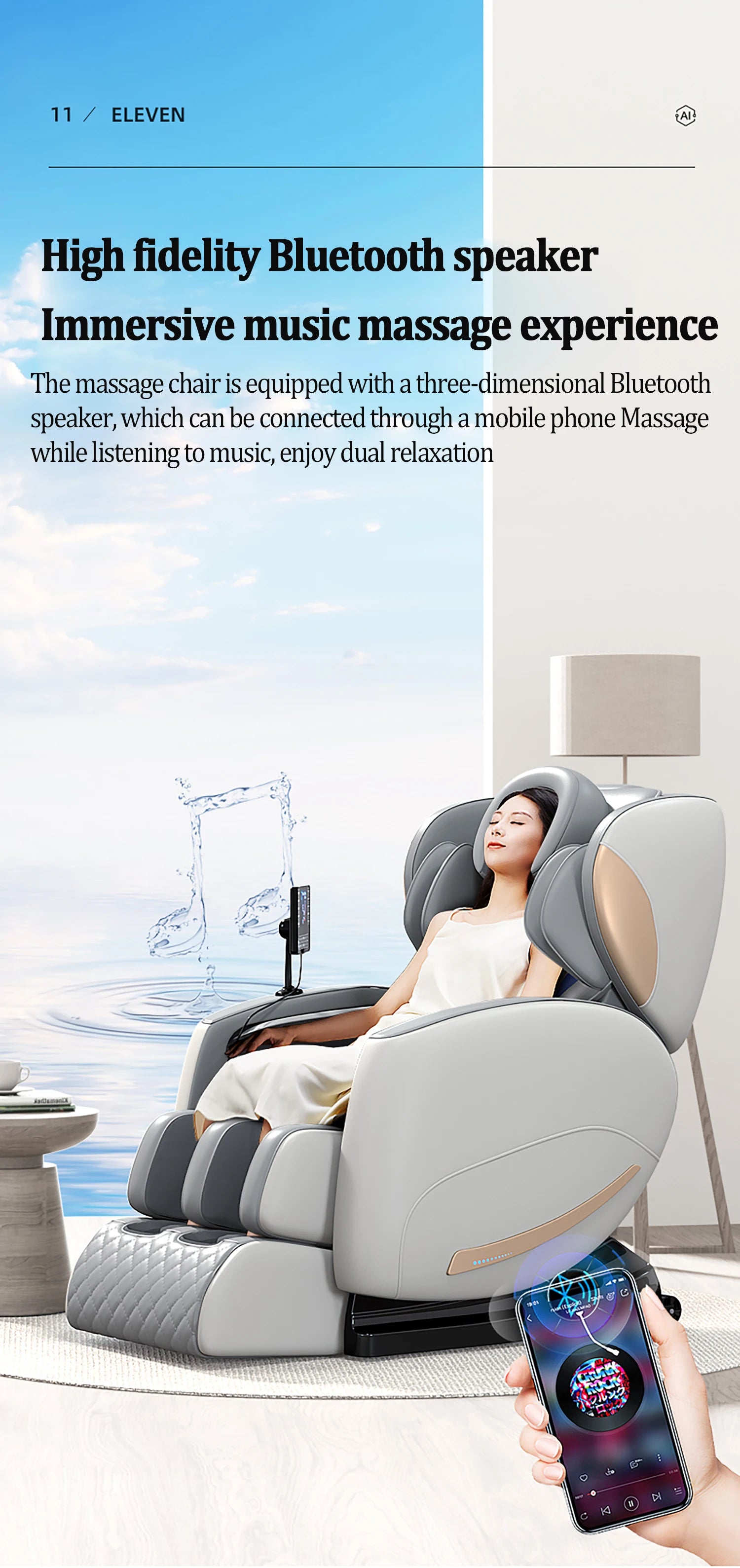 Massage Chair Zero Gravity Recliner with Heat Therapy & Bluetooth Massage Chairs Tidesmit
