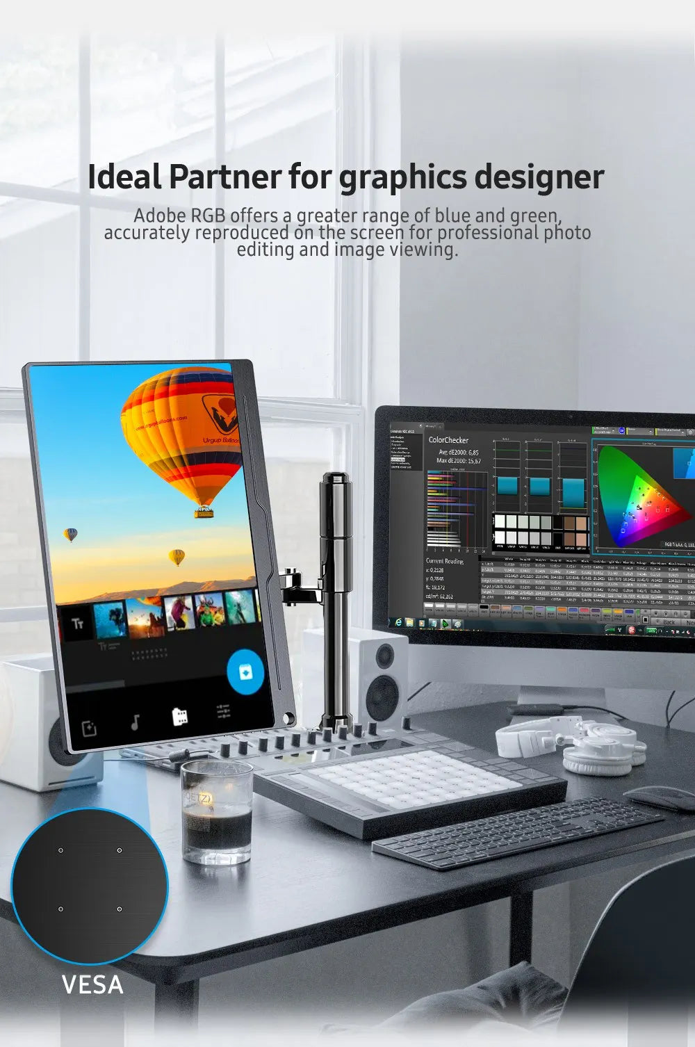 UPERFECT Truely 4K Computer Monitor 17.3" IPS UHD 500 Nit Brightness 3840X2160 USB C HDR FreeSync Speaker Type-C HDMI OTG VESA