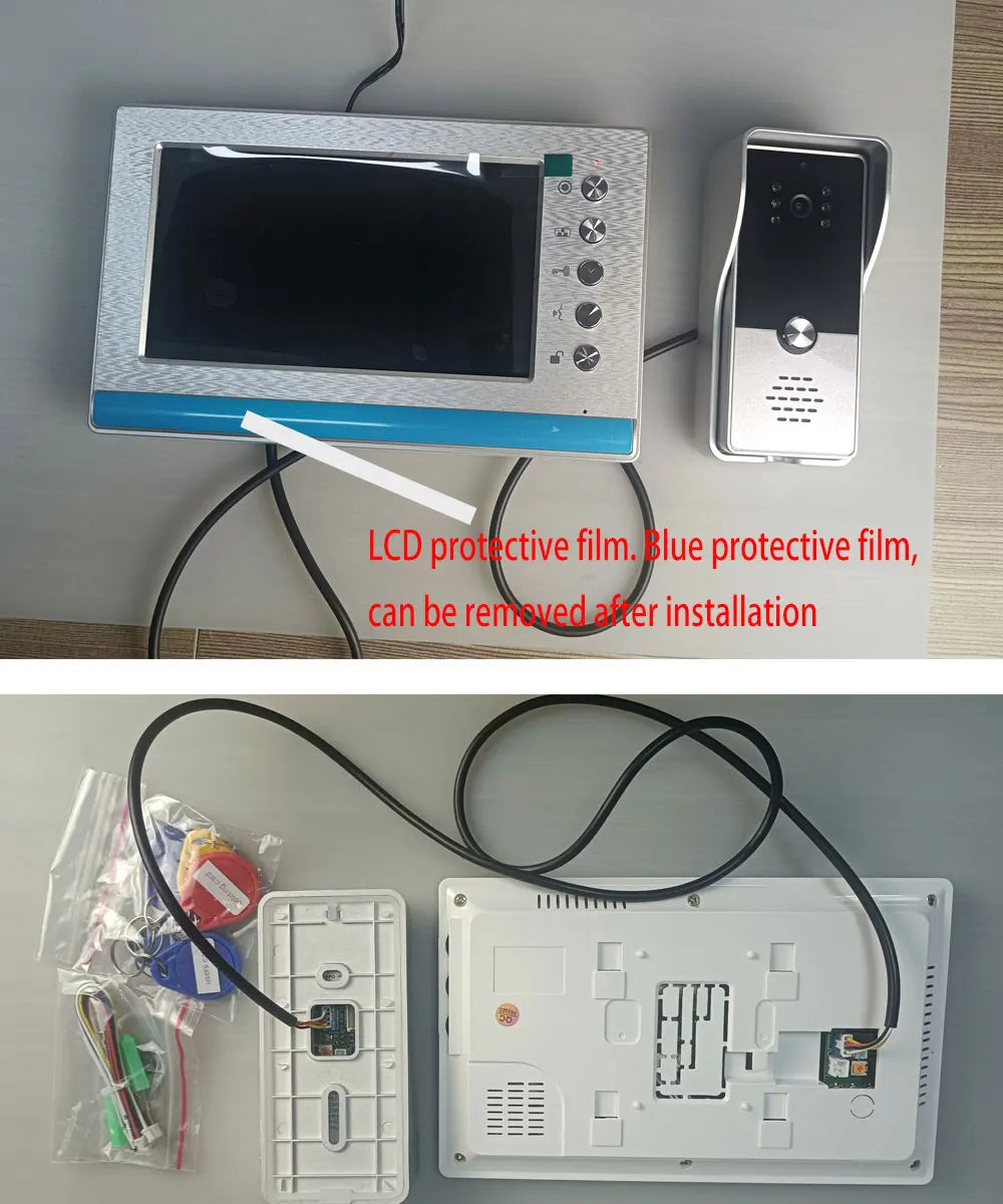 New Apartment Intercom Video Doorbell with RFID Card Unlock 7inch 4 Wired Video Door Phone System unlock 2 door ﻿