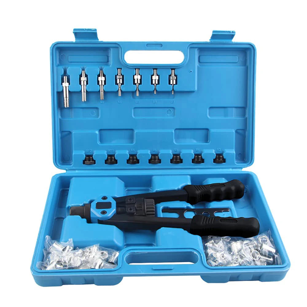 Podofo Heavy Duty Rivet Nut Gun Kit 110pcs Hand Riveting Tool 7 Sizes M3 M4 M5 M6 M8 M10 M12 with Rivet Nuts for Car Repair