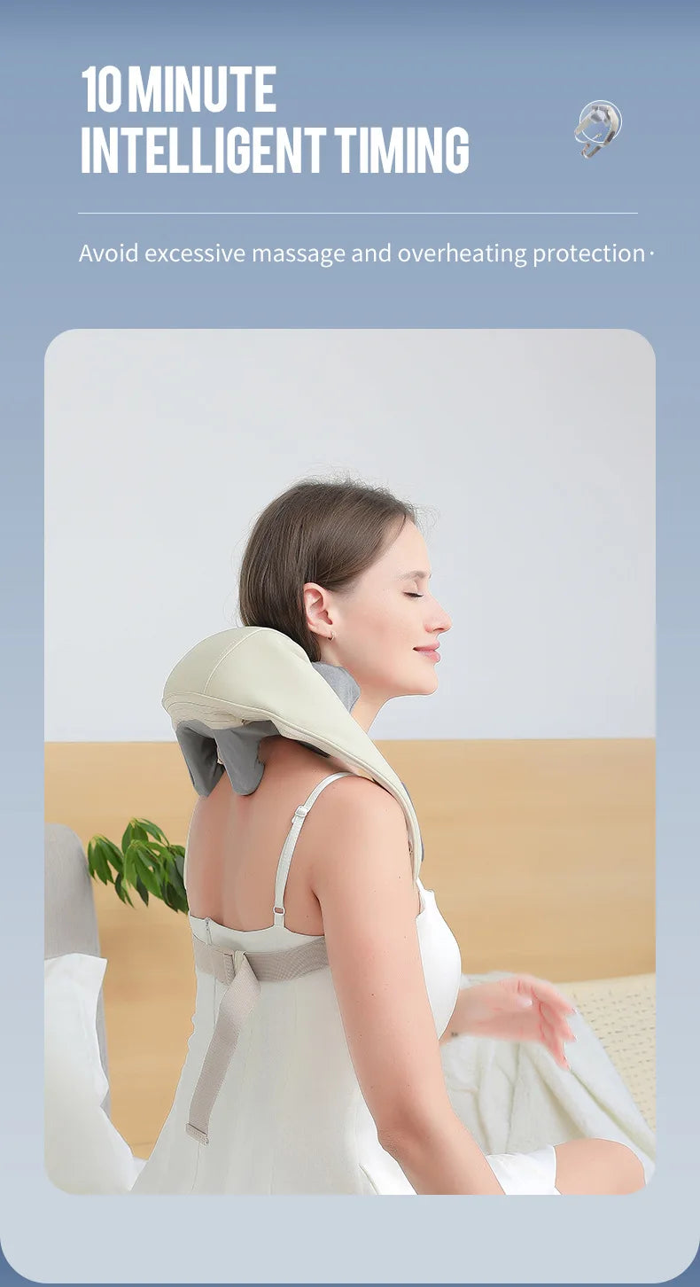 Electric Neck and Shoulder Massager - Cordless Deep Tissue Heat Therapy Body Shaping Massage Equipment Tidesmit