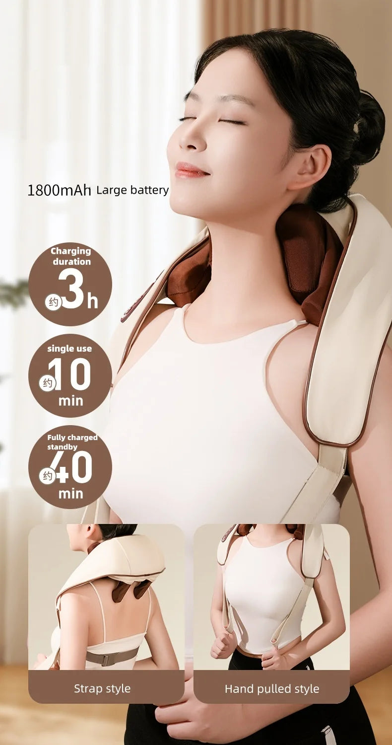 Electric Neck and Shoulder Massager with Heat for Deep Tissue Relief Massage Chairs Tidesmit