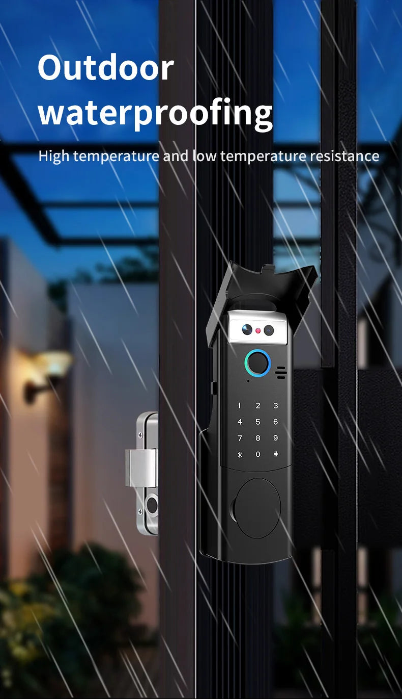 Tuya Smart Outdoor Waterproof Door Lock with Face Recognition Video Intercom RFID Card Password Electronic Lock for Iron Door