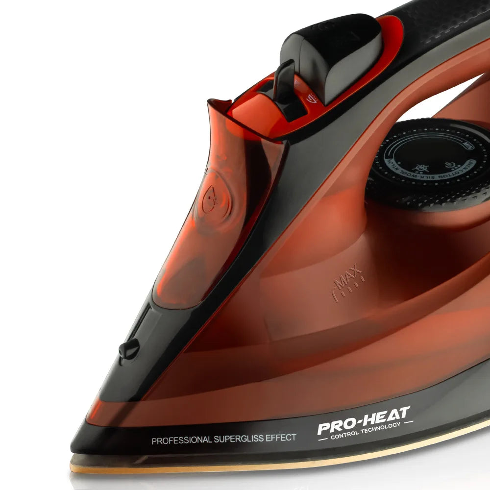 Tidesmit 2200W steam iron featuring a smooth ceramic soleplate for precision garment care and anti-calc technology.