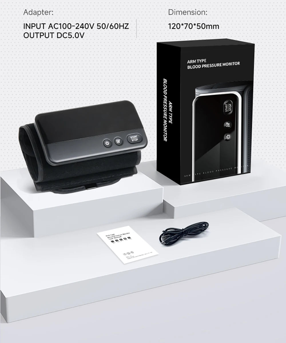 Bluetooth Digital Blood Pressure Monitor Supports English, Spanish LCD Display, Rechargeable Upper Arm Blood Pressure Monitor