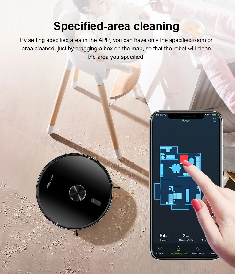Tidesmit Liectroux LILIN X6 robot vacuum with laser mapping system and restricted area settings for carpet cleaning