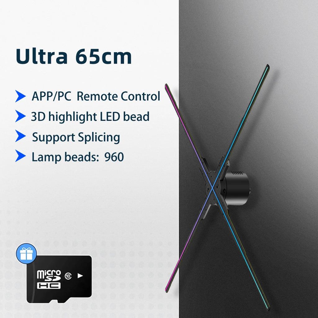 Ultra HD Naked Eye 3D Holographic Fan 100cm Shop Bar Commercial Advertising Light Support Wireless Upload Video Cloud Controll