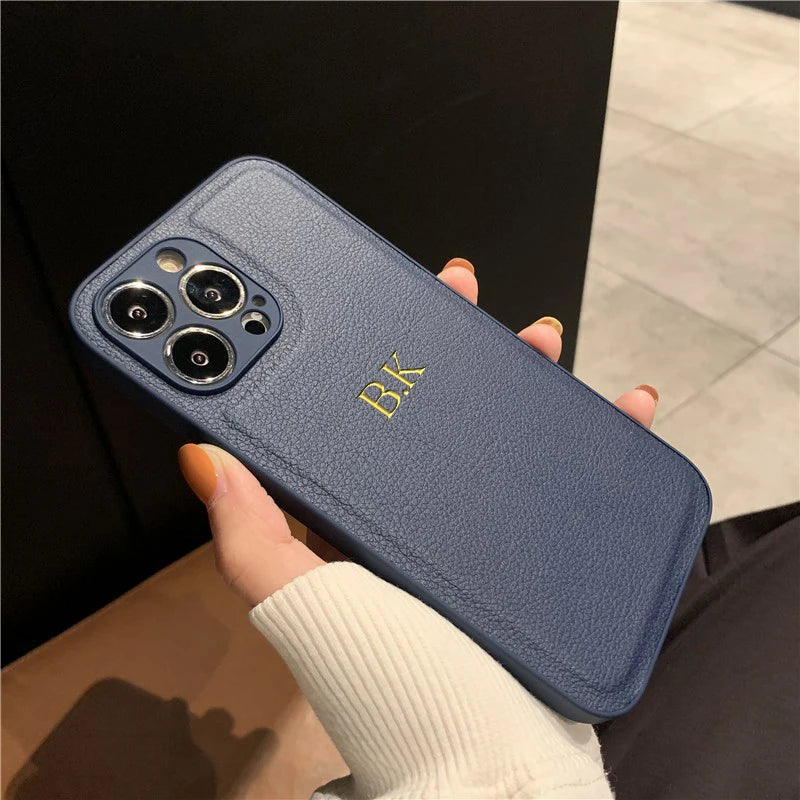 Personalised iPhone Case: Custom Initial Slim Fit Cover with Drop Protection Navy Blue Tidesmit